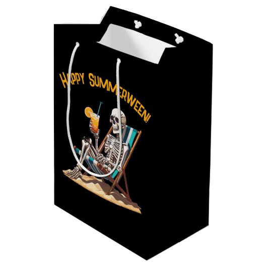 Strandloungen Skeleton Halloween Medium Cadeauzakje (Achterkant Gekanteld)
