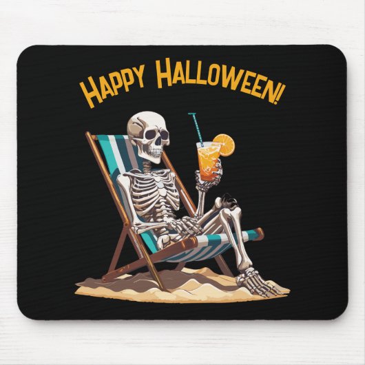 Strandloungen Skeleton Halloween Muismat (Voorkant)