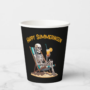 Strandloungen Skeleton Halloween Papieren Bekers