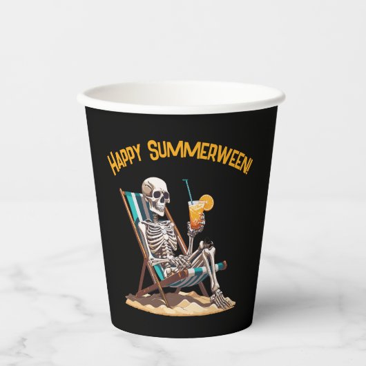 Strandloungen Skeleton Halloween Papieren Bekers (Voorkant)