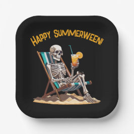 Strandloungen Skeleton Halloween Papieren Bordje