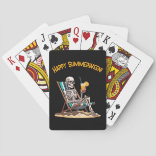 Strandloungen Skeleton Halloween Pokerkaarten