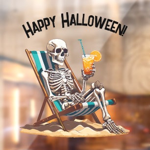 Strandloungen Skeleton Halloween Raamsticker
