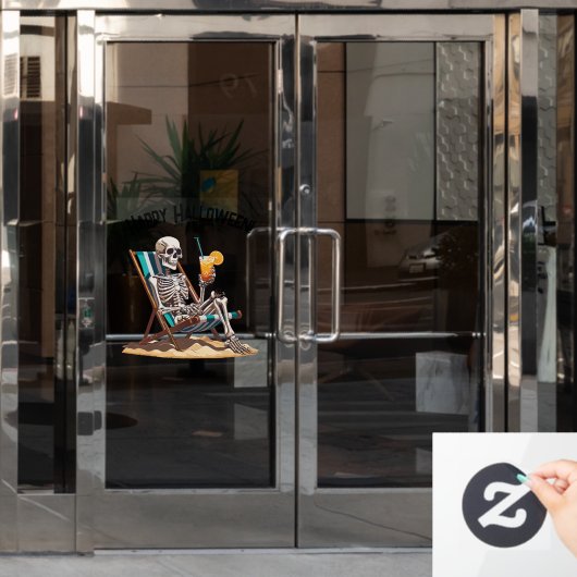 Strandloungen Skeleton Halloween Raamsticker (Kantoordeur)