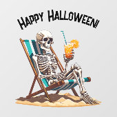 Strandloungen Skeleton Halloween Raamsticker (Vel)