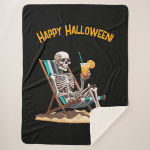 Strandloungen Skeleton Halloween Sherpa Deken