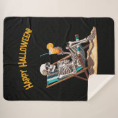 Strandloungen Skeleton Halloween Sherpa Deken (Voorkant (horizontaal))