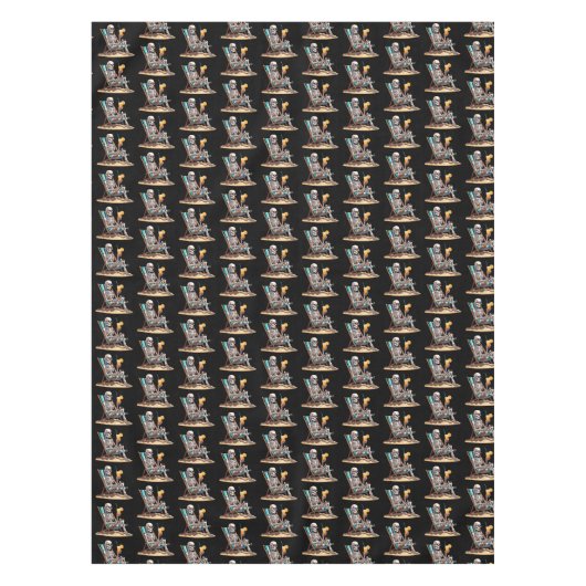 Strandloungen Skeleton Halloween Tafelkleed (Voorkant)