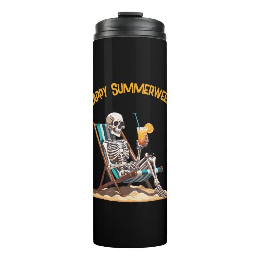Strandloungen Skeleton Halloween Thermosbeker (Voorkant)