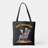 Strandloungen Skeleton Halloween Tote Bag (Achterkant)