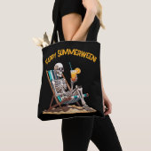 Strandloungen Skeleton Halloween Tote Bag (Dichtbij)