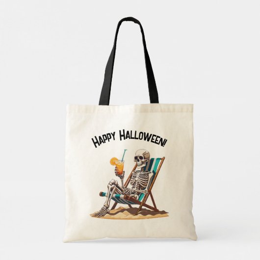 Strandloungen Skeleton Halloween Tote Bag (Achterkant)