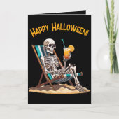Strandloungen Skeleton Halloween Wenskaart Kaart (Voorkant)