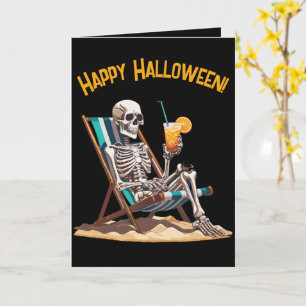 Strandloungen Skeleton Halloween Wenskaart Kaart