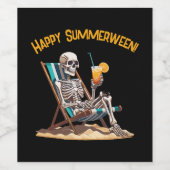Strandloungen Skeleton Halloween Wijn Etiket (Enkel label)