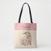 Strandmaan Bloemen en Nautilus Shell Monogram Tote Bag (Voorkant)