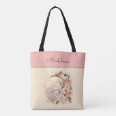 Strandmaan Bloemen en Nautilus Shell Monogram Tote Bag (Achterkant)
