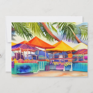 Strandmarktkramen Aquarel Wenskaart Kaart