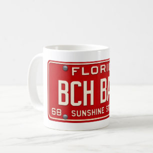 Strandmeid 1969   Retro rode Florida-registratiepl Koffiemok