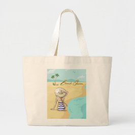 strandmeisje grote tote bag