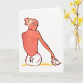 strandmeisje met zeeschelp zomerse elegantie kaart (Gele Bloem)