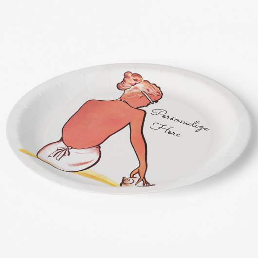  strandmeisje met zeeschelp zomerse elegantie papieren bordje (Gekanteld)