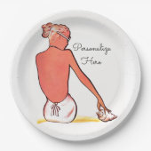  strandmeisje met zeeschelp zomerse elegantie papieren bordje (Voorkant)