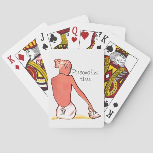  strandmeisje met zeeschelp zomerse elegantie pokerkaarten (Achterkant)