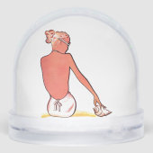  strandmeisje met zeeschelp zomerse elegantie sneeuwbol (Achterkant)