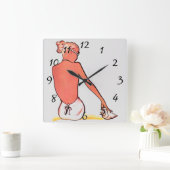  strandmeisje met zeeschelp zomerse elegantie vierkante klok (Huis)