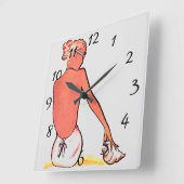  strandmeisje met zeeschelp zomerse elegantie vierkante klok (Hoek)