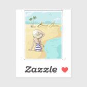 strandmeisje sticker (Vel)