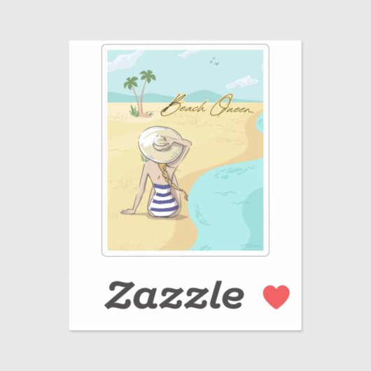 strandmeisje sticker (Vel)