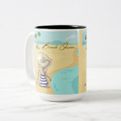 strandmeisje tweekleurige koffiemok (Voorkant links)