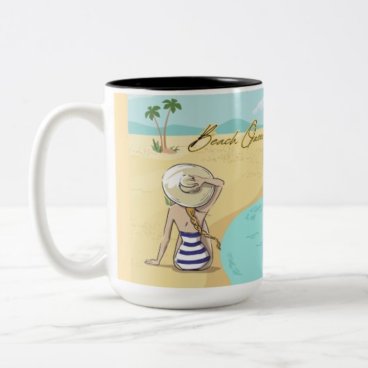 strandmeisje tweekleurige koffiemok (Links)