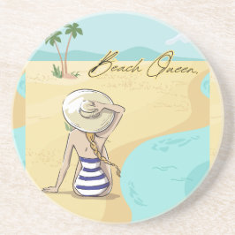 strandmeisje zandsteen onderzetter