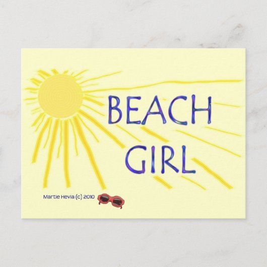 Strandmeisje - Zon - Briefkaart (Voorkant)