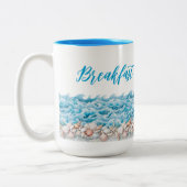 Strandmok Ontbijt Met Uitzicht Tweekleurige Koffiemok (Links)