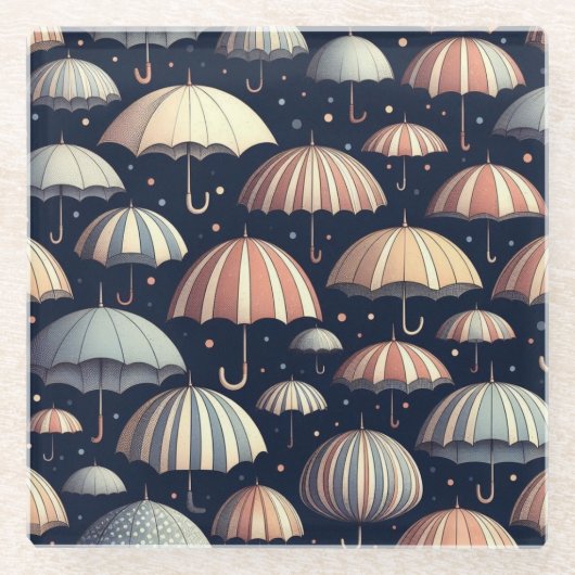 Strandnachten in de regen glazen onderzetter (Voorkant)