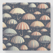 Strandnachten in de regen stenen onderzetter (Voorkant)