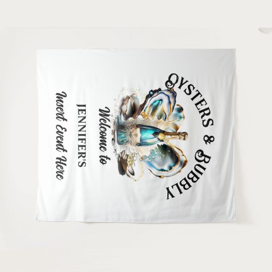 Strandoesters mousserende wijn party event chic wandkleed (Voorkant (horizontaal))