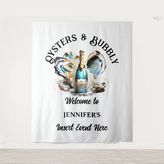 Strandoesters mousserende wijn party event chic wandkleed (Voorkant)