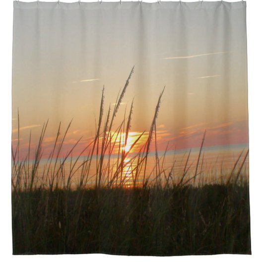 Strandonkruid dat in de zonsondergang waait douchegordijn (Voorkant)