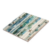 Strandontwerp, alcohol inkt kunst tegeltje (Zijkant)