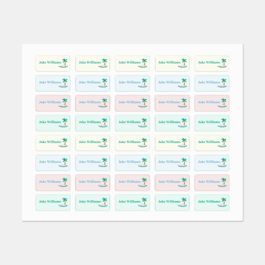 Strandontwerp Kinderen Naam Kleding School Labels (Vel)