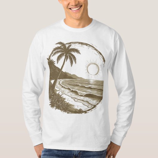 strandontwerp van zee en zon t-shirt (Voorkant)
