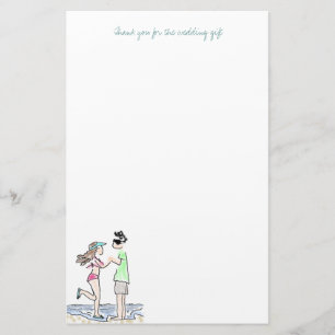 Strandpaar Bedankt Notitie Papier