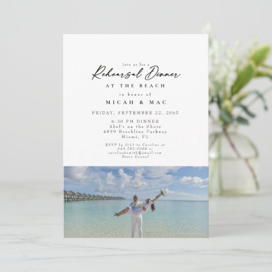 Strandpaar Fotorepetitie Turquoise Kaart (Staand voorkant)