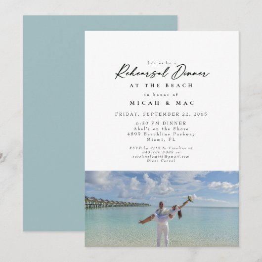 Strandpaar Fotorepetitie Turquoise Kaart (Voorkant / Achterkant)