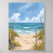 Strandpad | Gekoelde Waterverf Kust Geschilderd Poster (Voorkant)